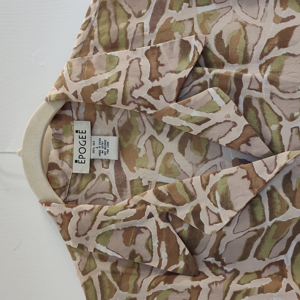Vintage 90s EPOGEE safari print sleeveless top 100% silk
